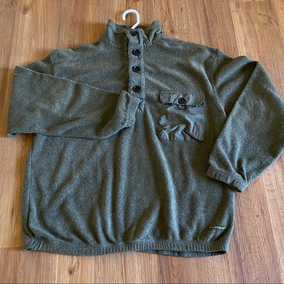 Field & Stream Olive Green 1/3 Button Fishing Utility Sweater Size Large - Picture 7 of 13